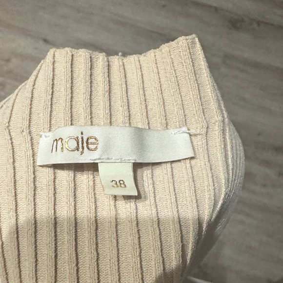 Maje Beige Ribbed Knit Dress - Picture 2 of 5